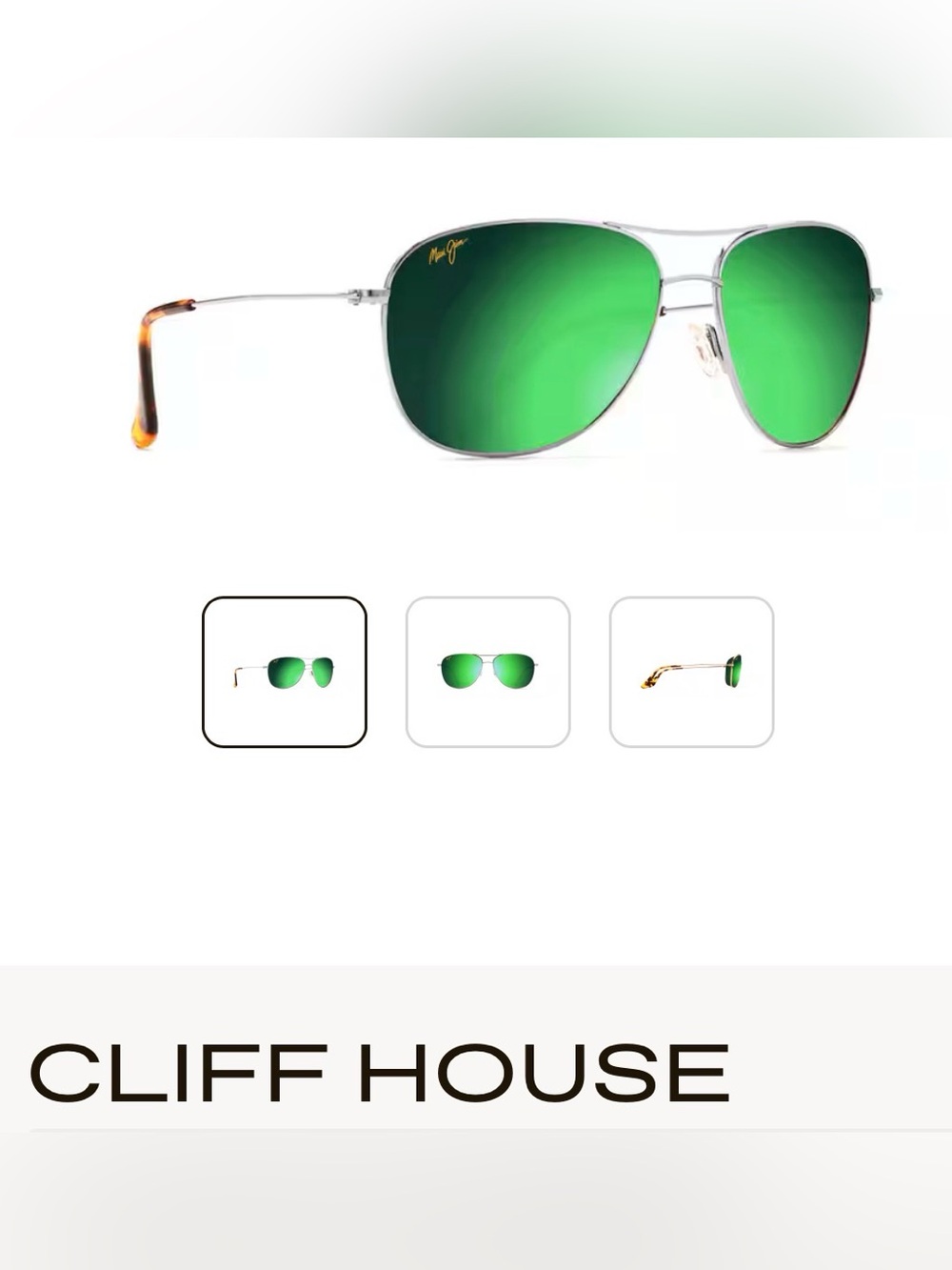 Maui Jim Gold Frame Cliff House Green Lens Aviator Titanium Polarized Sunglasses